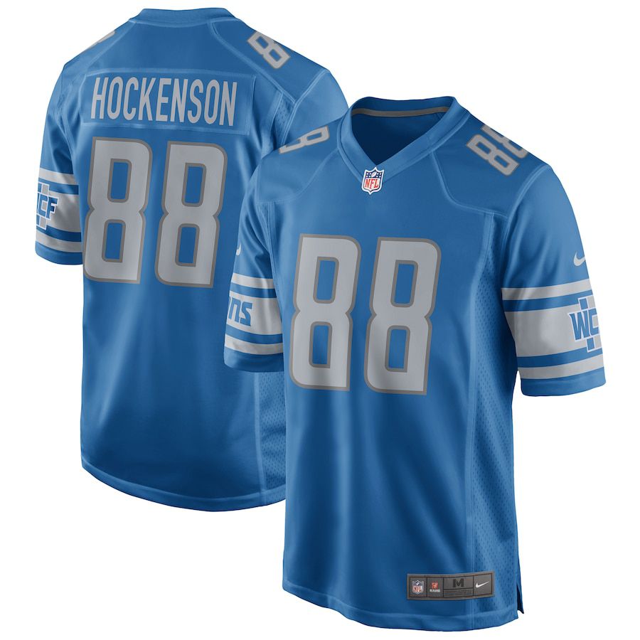 Men Detroit Lions #88 T.J. Hockenson Nike Blue Game NFL Jersey